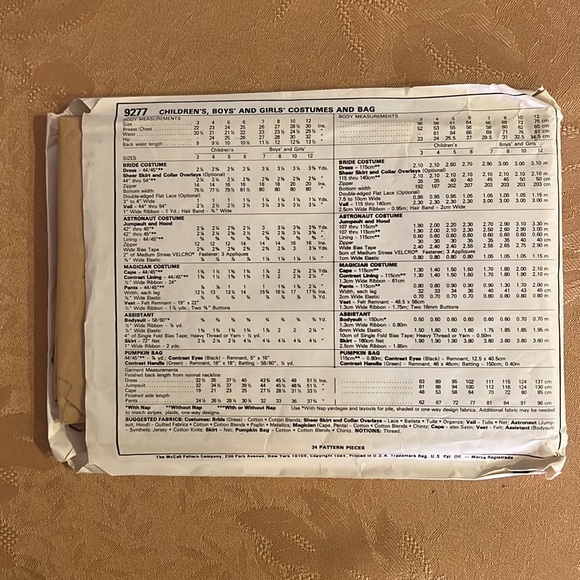 MCCall’s Halloween costume patterns 9277 bride astronaut pumpkin dancer - Picture 2 of 2